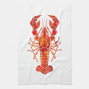 Red polygonal lobster kitchen towel