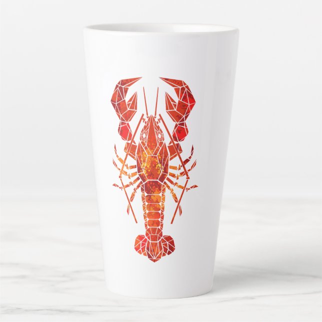 Red polygonal lobster latte mug (Front)