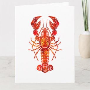Red polygonal lobster letterpress thank you card