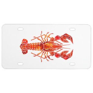 Red polygonal lobster license plate
