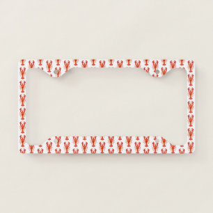 Red polygonal lobster license plate frame