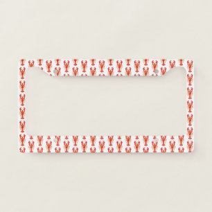 Red polygonal lobster license plate frame