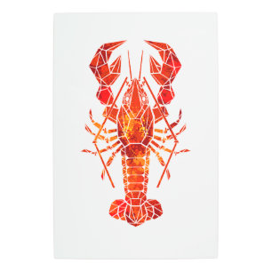Red polygonal lobster metal print