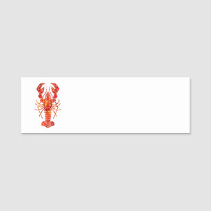 Red polygonal lobster name tag