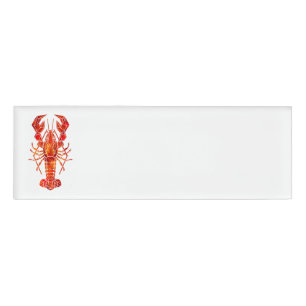 Red polygonal lobster name tag