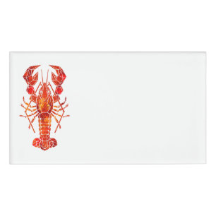 Red polygonal lobster name tag