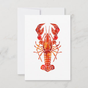 Red polygonal lobster note card