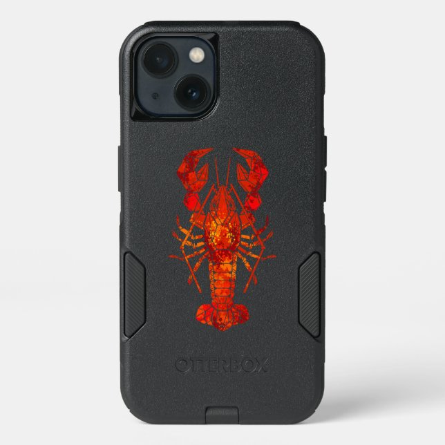 Red polygonal lobster otterbox iPhone case (Back)