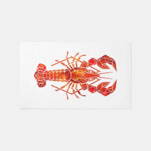 Red polygonal lobster outdoor rug