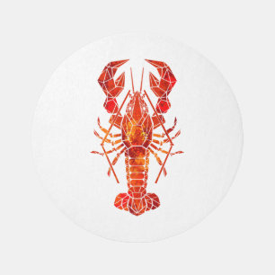 Red polygonal lobster outdoor rug