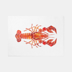Red polygonal lobster outdoor rug
