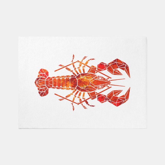 Red polygonal lobster outdoor rug (Front)