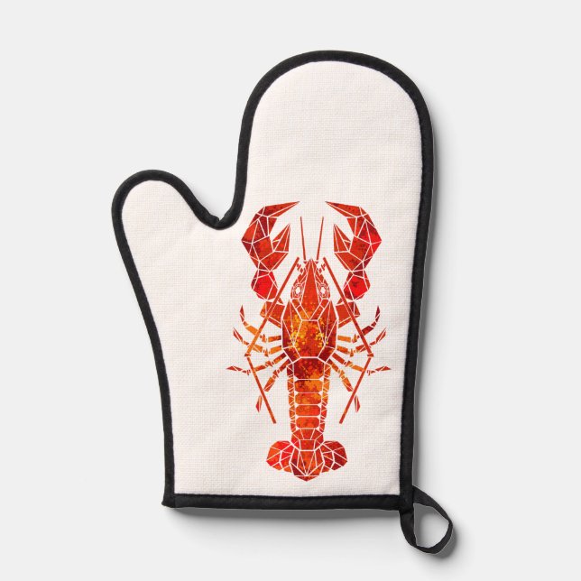 Red polygonal lobster oven mitt (Front)