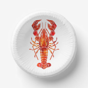 Red polygonal lobster paper bowls