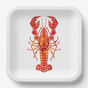 Red polygonal lobster paper plates
