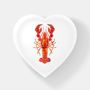 Red polygonal lobster paperweight