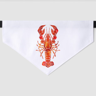 Red polygonal lobster pet bandana collar