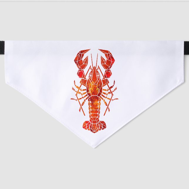 Red polygonal lobster pet bandana collar (Front)