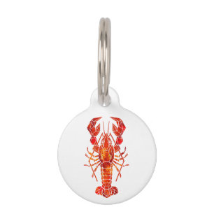 Red polygonal lobster pet ID tag