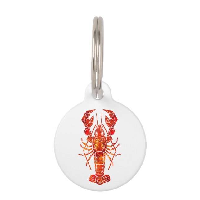 Red polygonal lobster pet ID tag (Front)