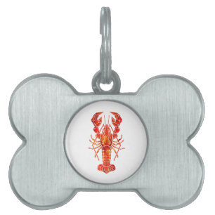 Red polygonal lobster pet ID tag