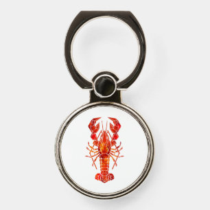 Red polygonal lobster phone ring stand