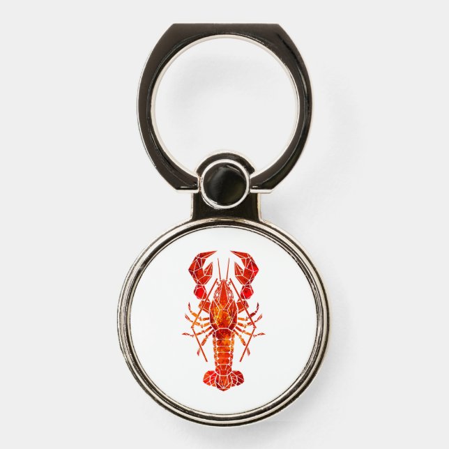 Red polygonal lobster phone ring stand (Front)