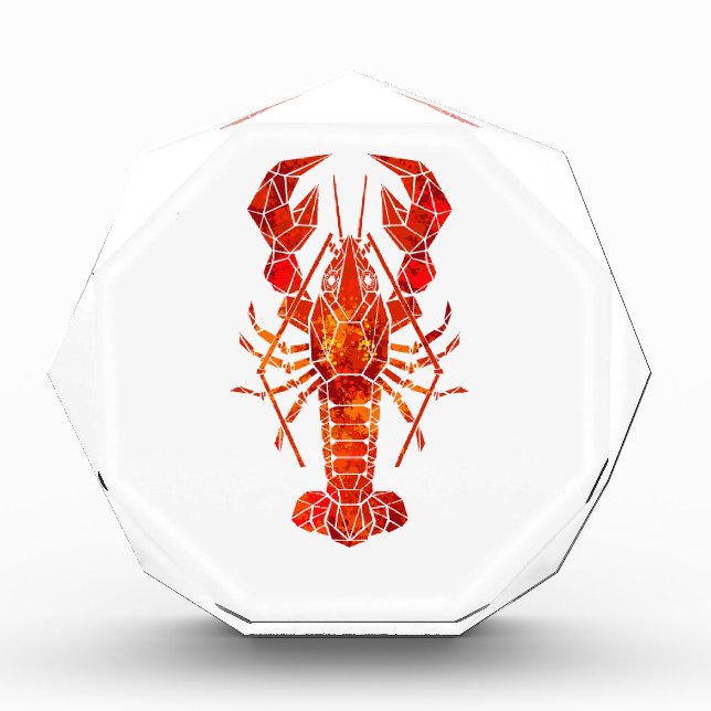 Red polygonal lobster photo block (Front)