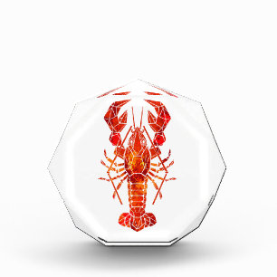 Red polygonal lobster photo block