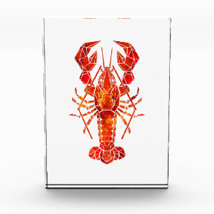 Red polygonal lobster photo block