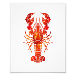 Red polygonal lobster photo print