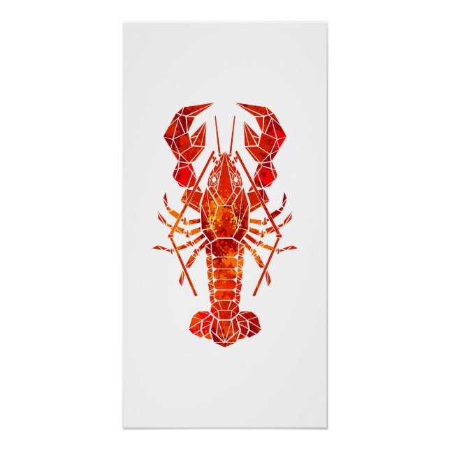 Red polygonal lobster poster (Front)