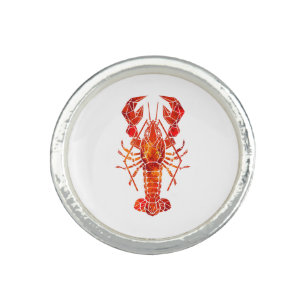 Red polygonal lobster ring