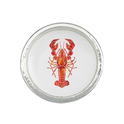 Red polygonal lobster ring (Front)