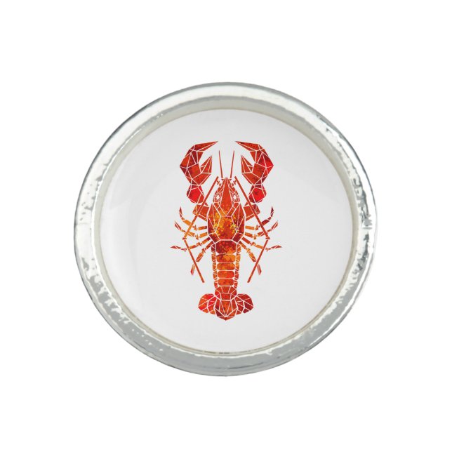 Red polygonal lobster ring (Front)