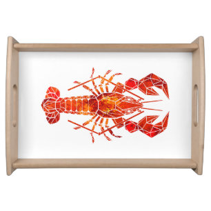 Red polygonal lobster serving tray