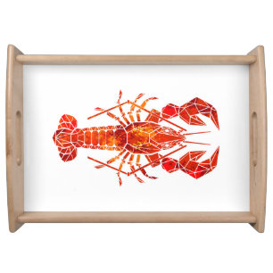 Red polygonal lobster serving tray