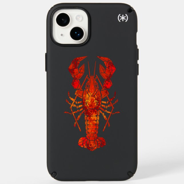 Red polygonal lobster speck iPhone case (Front)