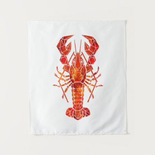 Red polygonal lobster tapestry