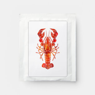 Red polygonal lobster tea bag drink mix