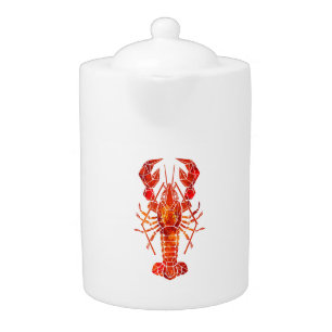 Red polygonal lobster teapot