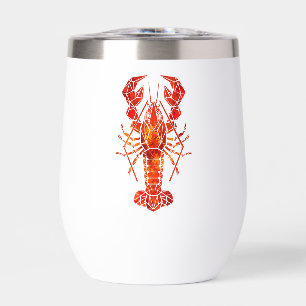 Red polygonal lobster thermal wine tumbler