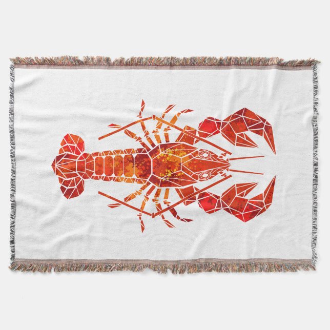 Red polygonal lobster throw blanket (Front)