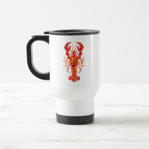 Red polygonal lobster travel mug