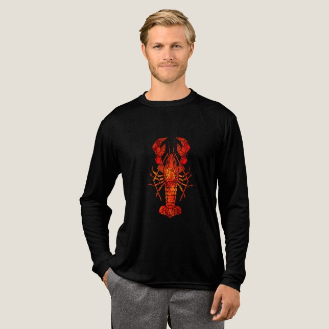 Red polygonal lobster Tri-Blend shirt (Full Front)