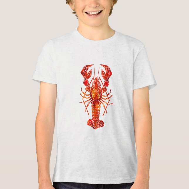 Red polygonal lobster Tri-Blend shirt (Front)