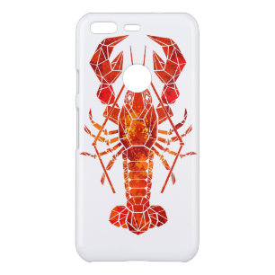Red polygonal lobster uncommon google pixel case