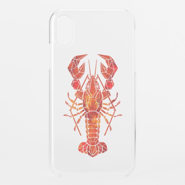 Red polygonal lobster uncommon iPhone case (Back)