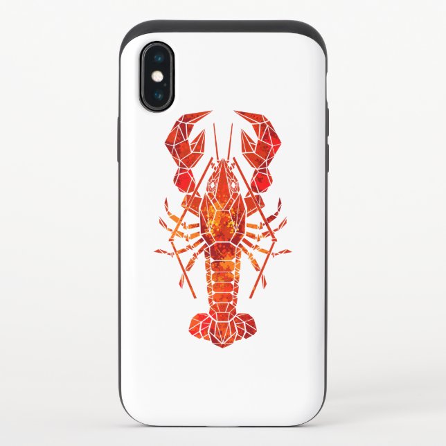 Red polygonal lobster uncommon iPhone case (Back)