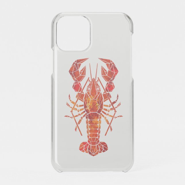 Red polygonal lobster uncommon iPhone case (Back)